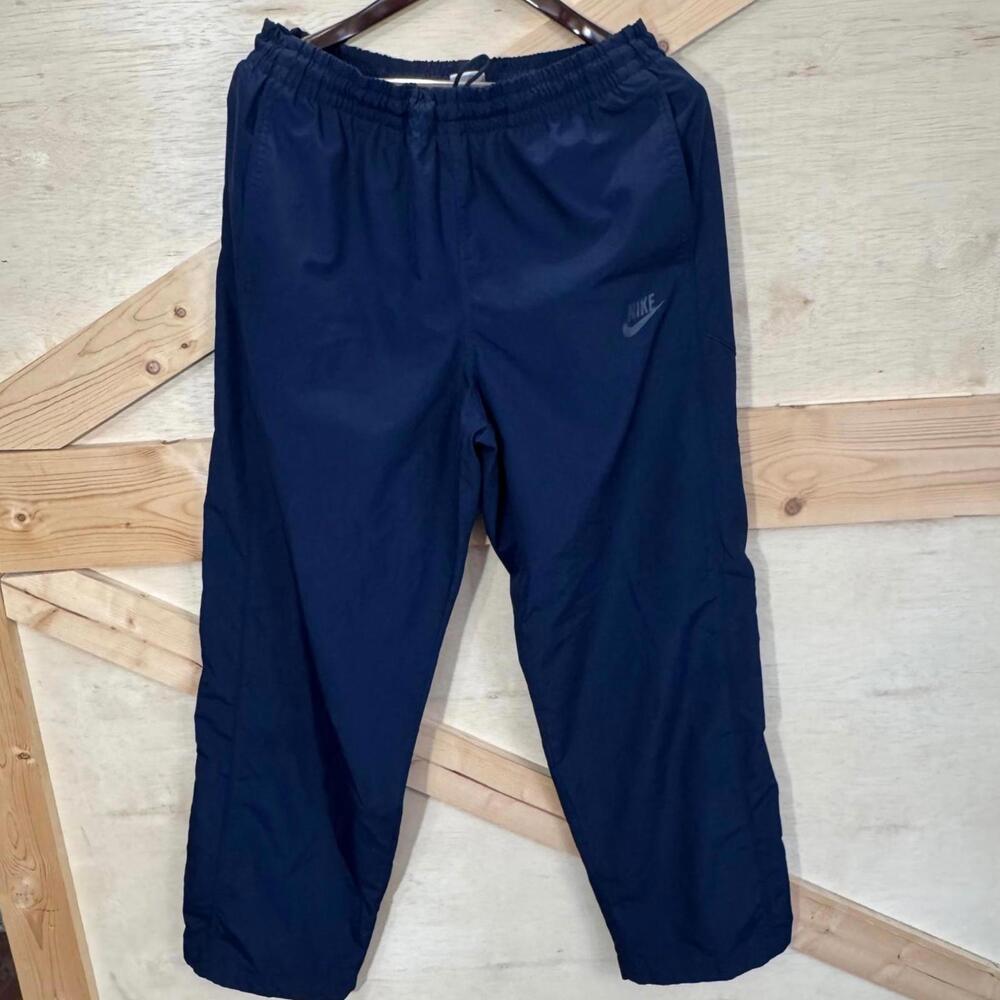 Nike Athletic Men’s Windbreaker Track Pants Large Mesh Lined Navy Straight Leg